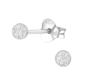 Kolczyk srebrny 925 SZTUKA kulka piaskowana 3 mm