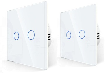 2X WŁĄCZNIK PODWÓJNY ŚWIATŁA LED SCHODOWY SZKLANY TUYA WiFi