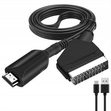 Kabel adapter konwerter z HDMI do Euro SCART telewizor ma Euro źródło HDMI