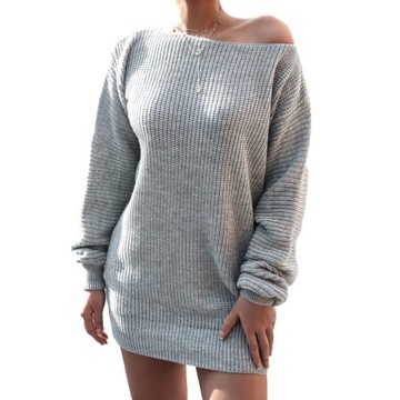 Sweter damski szary klasyczny do bioder twzuUltra-MT-SKU214150 rozmiar XL