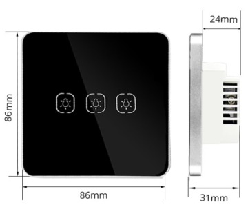 Выключатель света Сенсорное стекло 2P ZigBee TUYA #без N