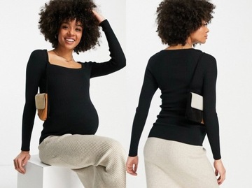 Pieces Czarny ciążowy sweter prążkowany L