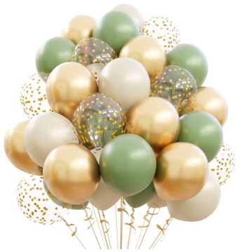 Balony lateksowe Boho Zielone Złote 40 sztuk Duże
