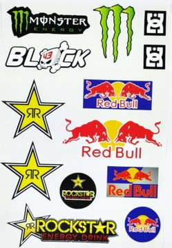 Zestaw naklejek RED BULL , MONSTER ... plansza