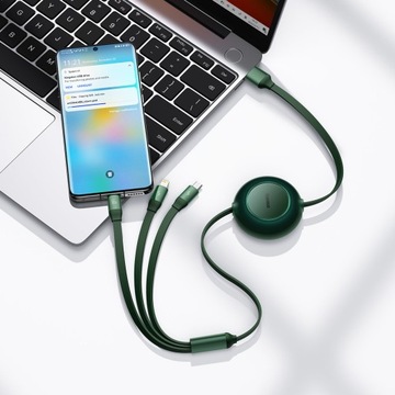 USB-кабель Baseus Bright Mirror 3 3в1, micro USB/Lightning/USB-C, 66 Вт/