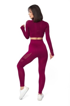 ZESTAW SPORTOWY CROP TOP + LEGGINSY BORDO S