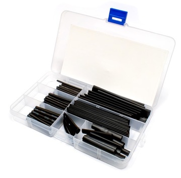 НАБОР ТРУБОК ТЕРМОУСАДОЧНЫЕ ТРУБКИ ЗАЩИТНАЯ МАЙКА КОРОБКА 127 ШТ. ЧЕРНЫЕ