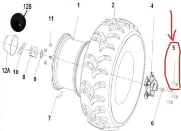 SZPILKA M12 ŚRUBA PIASTY KOŁA FELGI ALUFELGI Quad ATV Linhai M750L 750cc