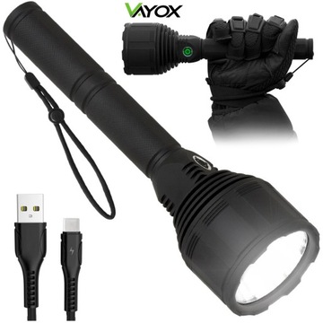 LATARKA LED TAKTYCZNA AKUMULATOROWA USB-C IPX7 XHP90 30W 3000lm PRO VAYOX