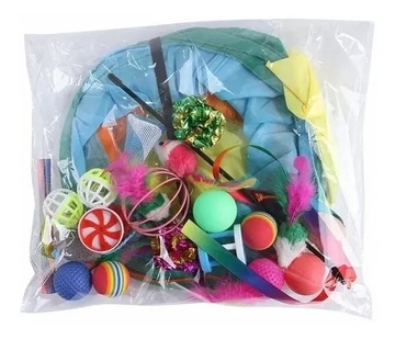 Набор игрушек для кошек, рыбка, мышь, удочка, большой туннельный домик для кошек, 22 предмета