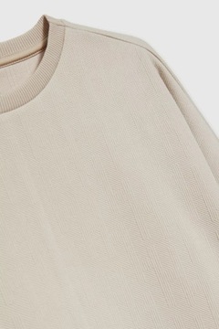 Gładka bluza wkładana przez głowę z rękawami 3/4 beżowa XL od MOODO