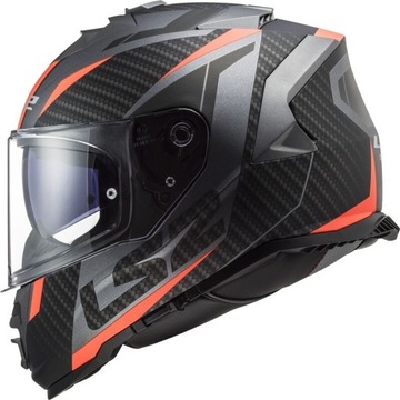 Спортивный шлем LS2 FF800 STORM II RACER MATT TITANIUM ORANGE с козырьком L