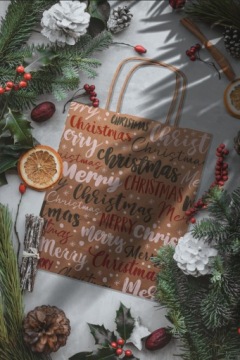 Элегантные бумажные СУМКИ с Рождественским ПРИНТОМ ДЛЯ УПАКОВКИ ПОДАРКОВ