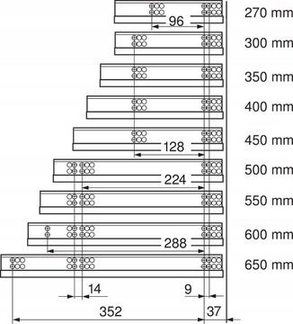 BLUM TANDEM 550F4000B НАПРАВЛЯЮЩАЯ ЧАСТИЧНОЙ ВЫДВИЖНОЙ