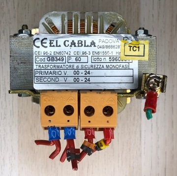 Transformator El Cabla GB349 PRI 0-24V SEC 0-24V