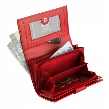 Женский кожаный кошелек Betlewski красный маленький RFID подарок + сертификат