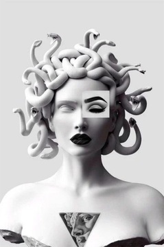 Plakat na płótnie Graffiti Medusa statua Vaporwave