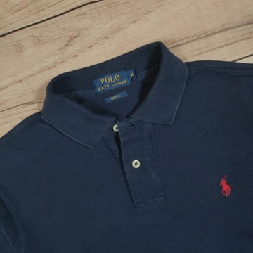 POLO RALPH LAUREN Koszulka Polo Męska Slim Fit Granatowa Logo r. M