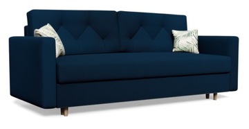Kanapa ZENIT wersalka sofa z pojemnikiem na pościel granatowa welur RIBES