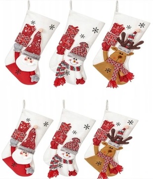 ŚWIĄTECZNA DEKORACJA MIKOŁAJ Skarpetka 6SZT