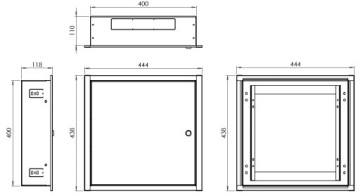 Металлический корпусной короб, для скрытого монтажа, 400x400x120