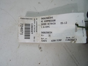 5N0820803E KOMPRESOR KLIMATIZACE SKODA OCTAVIA 1.6