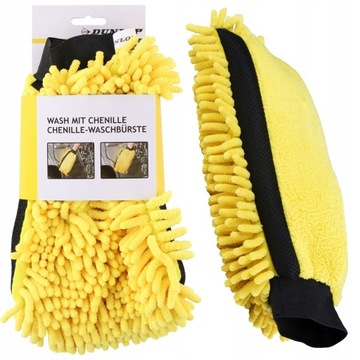 ПЕРЧАТКИ с бахромой для мытья автомобиля DUNLOP 2в1 шайба из микрофибры с бахромой