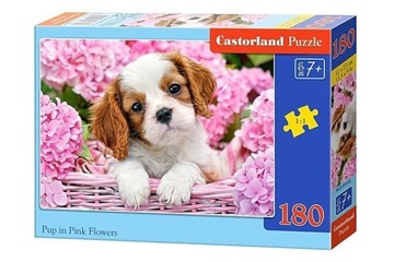 PUZZLE 180 SZCZENIAK W PĄKACH KWIATÓW CASTOR