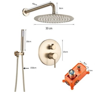 Золотой душевой набор скрытого монтажа - GOLD MAT 30
