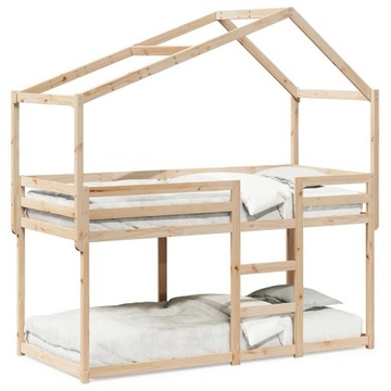 vidaXL Кровать с ярусом и крышей, 90х200 см, массив сосны