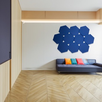 Panel akustyczny na ściany kolor niebieski 3cm poprawa akustyki w studio