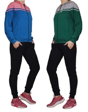 КОМПЛЕКТ ЖЕНСКОГО СПОРТИВНОГО КОСТЮМА С КАПЮШОНОМ СМЕШАННЫЕ ЦВЕТА РАЗМЕР M