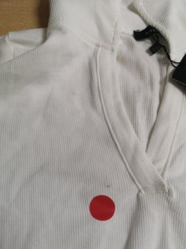 Trenydol biała bluzka slim fit basic z dekoltem w serek z kołnierzykiem M