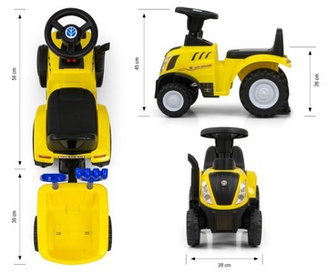 Детский трактор-коляска NEW HOLLAND желтый Milly Mally с прицепом