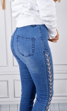 Spodnie Jeansy Damskie Modelujące Sznurowane Lato
