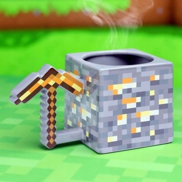 Minecraft Gold Mug Кирка 3D Pixel, лицензия Paladone