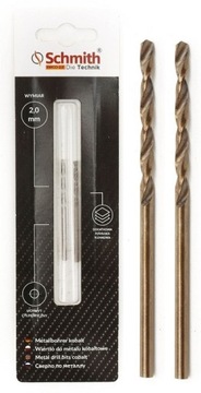 SCHMITH WIERTŁO DO METALU KOBALTOWE 2mm 2szt. ZESTAW DO STALI ŻELIWA METALU