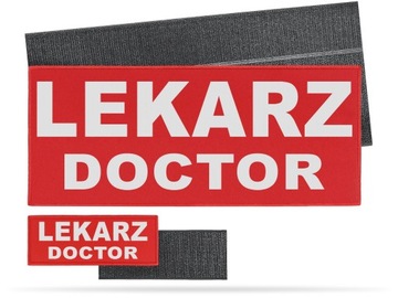 NASZYWKA ODBLASKOWA LEKARZ DOCTOR NA RZEPIE ZESTAW