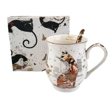 КРУЖКА С ЛОЖКОЙ КОТЫ 350МЛ