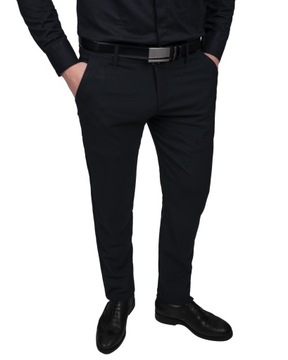 Spodnie męskie eleganckie czarne gładkie r. 38