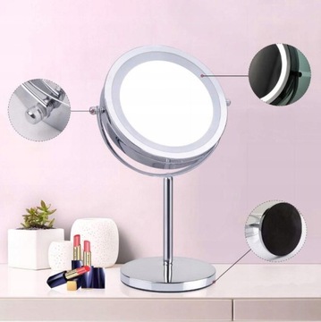 ДВУСТОРОННЕЕ КОСМЕТИЧЕСКОЕ ЗЕРКАЛО С ПОДСВЕТКОЙ 17LED