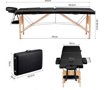 ПОРТАТИВНЫЙ СТОЛ МАССАЖНАЯ КРОВАТЬ НА ДЕРЕВЯННЫХ НОЖКАХ YAHEETECH ЧЕРНЫЙ