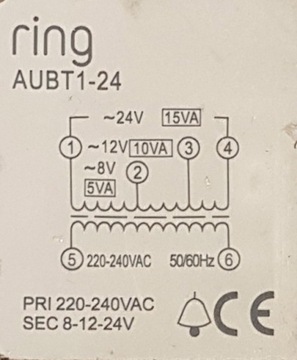 Видео дверной звонок RING PRO БЛОК ПИТАНИЯ AUBT1-24 Трансформатор DIN 24В