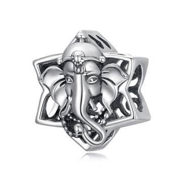 G387 Charms słoń hinduski koralik srebro 925