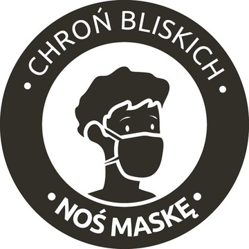 NAKLEJKA NA SZYBĘ 20cm NOŚ MASKĘ CHROŃ BLISKICH