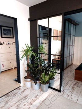 Раздвижные двери Black Frame System 75 Стекло 4 поля