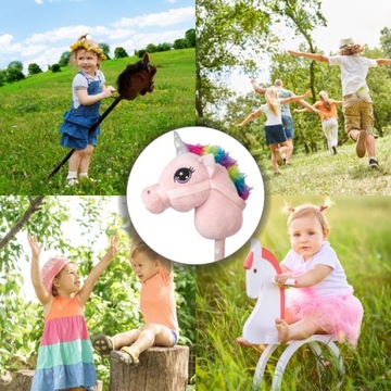 Голова лошади на палочке плюшевая БОЛЬШАЯ Лошадка-единорог со звуком