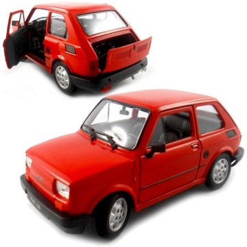 FIAT 126P MALUCH MODEL METAL WELLY 1:21 CZERWONY