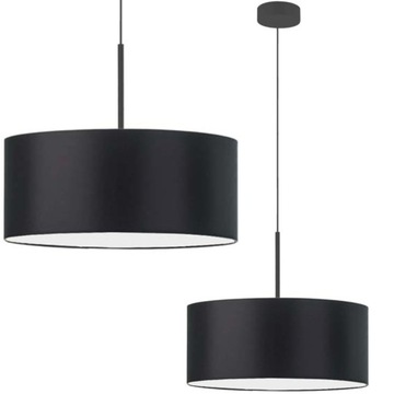 Lampa wisząca sufitowa żyrandol abażur walec zwis LED E27 czarna 40cm