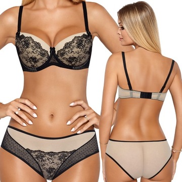 Elegancki Koronkowy Komplet Biustonosz Push-up + Figi Kobiecy IMI *70C+S*